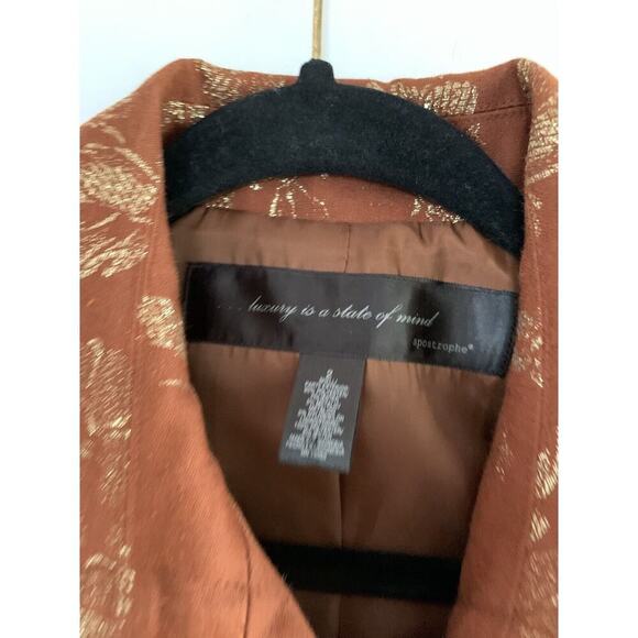 Apostrophe Luxury is a State of Mind women blazer Brown Gold Floral Size 2 - Picture 4 of 6